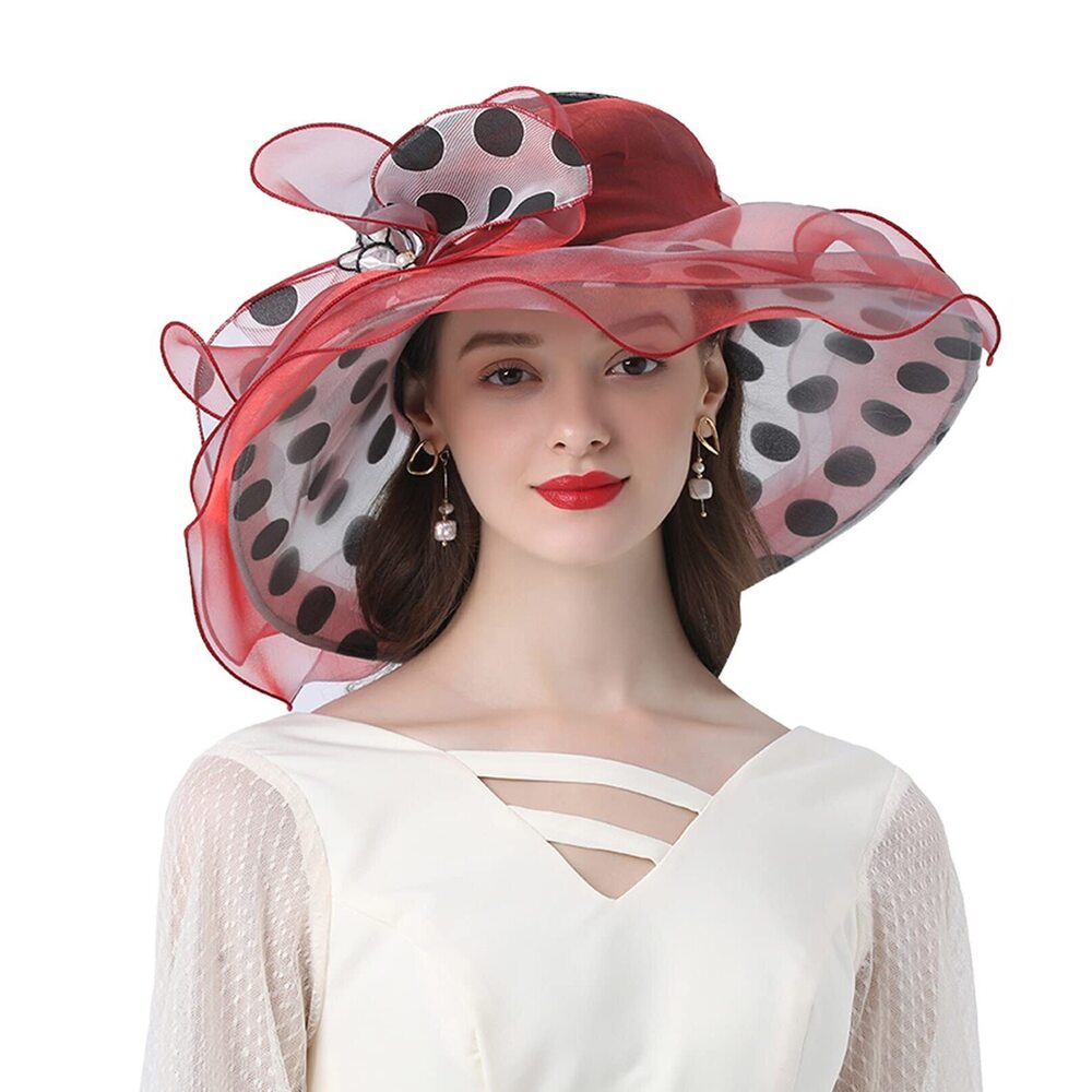 7841 Women’s Organza Church Tea Party Wedding Fascinator Hat Uv-anti Wide
